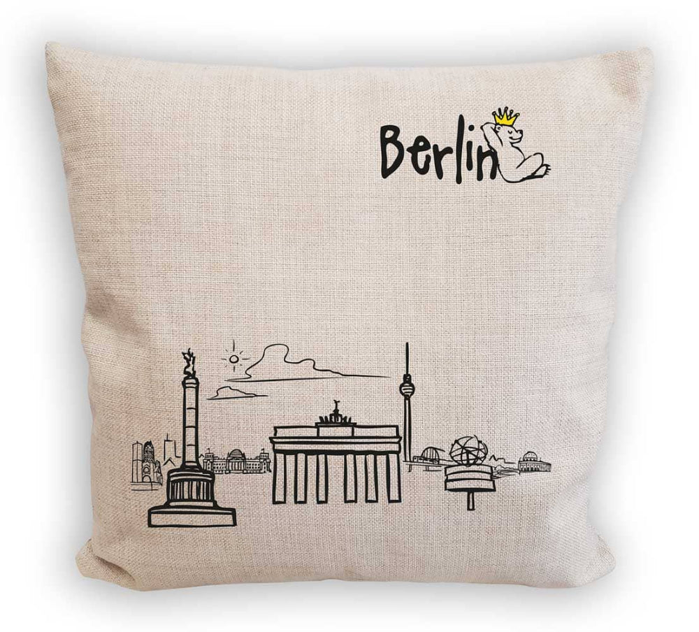 Sofakissen 40x40 mit Berlin Motiven aus Leinen und Polyester